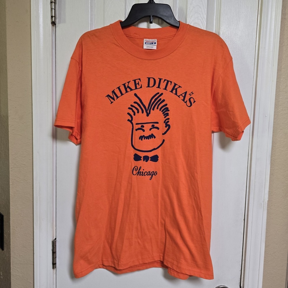 Vintage Mike Ditka's Chicago T Shirt Mens M Orange Hanes Beefy-T Restaurant 90s